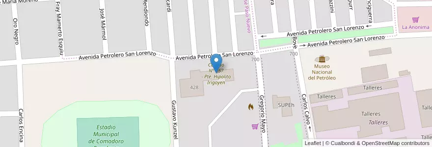 Mapa de ubicacion de Colegio N° 757 - Pte. Hipolito Irigoyen en Argentine, Chubut, Departamento Escalante, Comodoro Rivadavia.