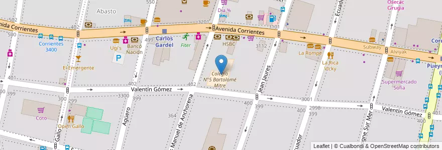 Mapa de ubicacion de Colegio N°5 Bartolomé Mitre, Balvanera en الأرجنتين, Ciudad Autónoma De Buenos Aires, Comuna 3, Buenos Aires.