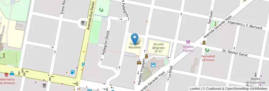 Mapa de ubicacion de Colegio Nacional en الأرجنتين, إنتري ريوس, Departamento Concordia, Distrito Suburbios, Concordia, Concordia.