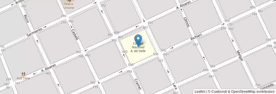 Mapa de ubicacion de Colegio Nacional A. del Valle en Arjantin, Buenos Aires, Partido De Dolores, Dolores.