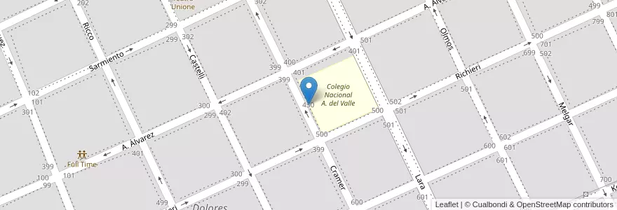 Mapa de ubicacion de Colegio Nacional Aristóbulo del Valle en Argentina, Buenos Aires, Partido De Dolores, Dolores.