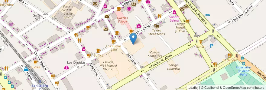 Mapa de ubicacion de Colegio Nacional de San Isidro en アルゼンチン, ブエノスアイレス州, Partido De San Isidro, San Isidro.