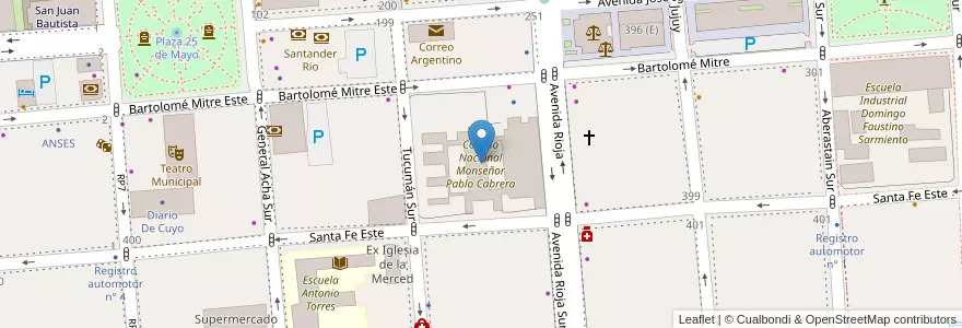 Mapa de ubicacion de Colegio Nacional Monseñor Pablo Cabrera en Arjantin, San Juan, Şili, Capital.