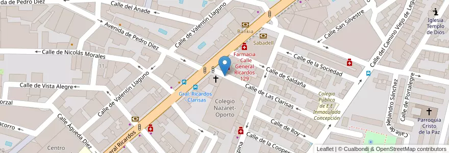 Mapa de ubicacion de Colegio Nazaret-Oporto en إسبانيا, منطقة مدريد, منطقة مدريد, Área Metropolitana De Madrid Y Corredor Del Henares, مدريد.