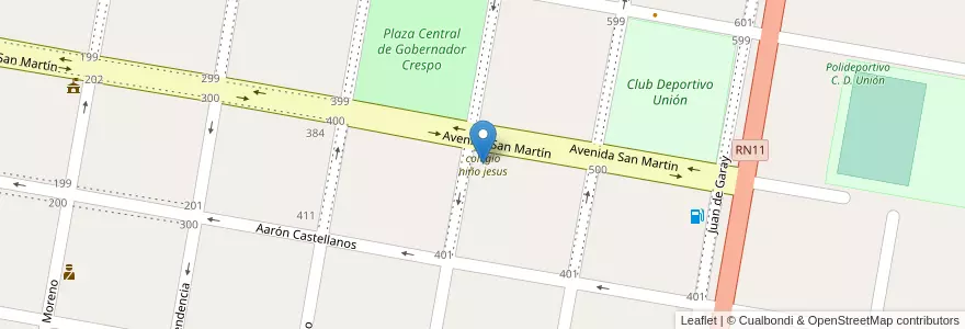 Mapa de ubicacion de colegio niño jesus en Аргентина, Санта-Фе, Departamento San Justo, Municipio De Gobernador Crespo.