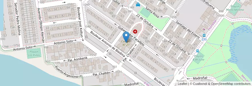 Mapa de ubicacion de Colegio Nº 27 en アルゼンチン, サンタクルス州, チリ, Humedal, Deseado, Caleta Olivia.