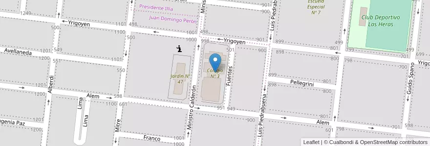 Mapa de ubicacion de Colegio Nº 3 en الأرجنتين, تشيلي, محافظة سانتا كروز, Las Heras, Deseado, Las Heras.