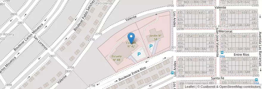 Mapa de ubicacion de Colegio Nº 42 en الأرجنتين, محافظة سانتا كروز, تشيلي, Humedal, Deseado, Caleta Olivia.