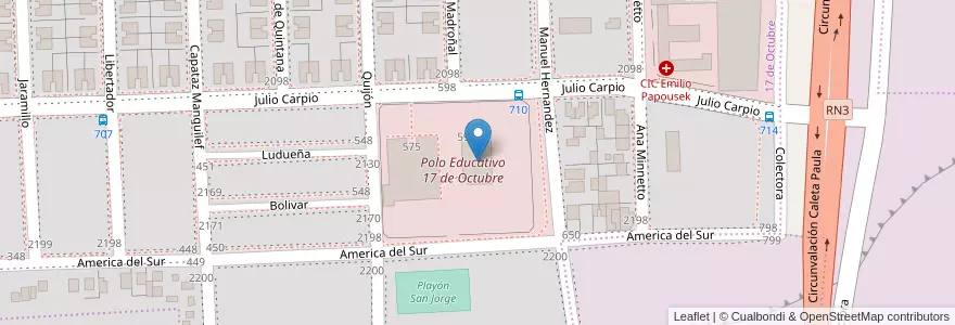 Mapa de ubicacion de Colegio Nº 43 en アルゼンチン, チリ, サンタクルス州, Atlántico, Deseado, Caleta Olivia.
