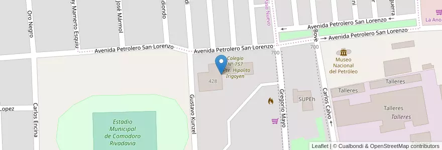 Mapa de ubicacion de Colegio Nº 757 en الأرجنتين, شوبوت, Departamento Escalante, Comodoro Rivadavia.
