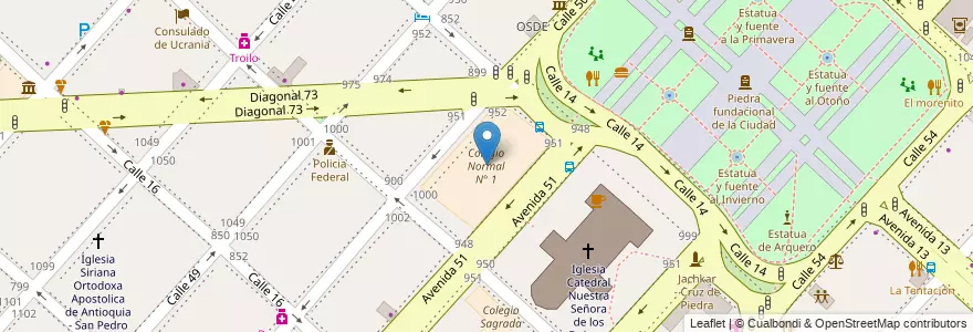 Mapa de ubicacion de Colegio Normal N° 1, Casco Urbano en Argentine, Province De Buenos Aires, Partido De La Plata, La Plata.