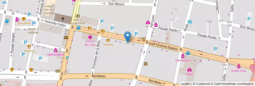 Mapa de ubicacion de Colegio Nuestra Señora de la Misericordia en 아르헨티나, 칠레, Mendoza, Departamento Capital, Sección 2ª Barrio Cívico, Ciudad De Mendoza.