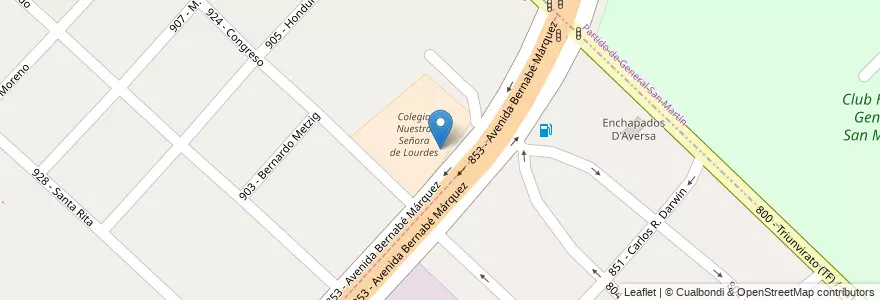 Mapa de ubicacion de Colegio Nuestra Señora de Lourdes en Argentina, Buenos Aires, Partido De Tres De Febrero.