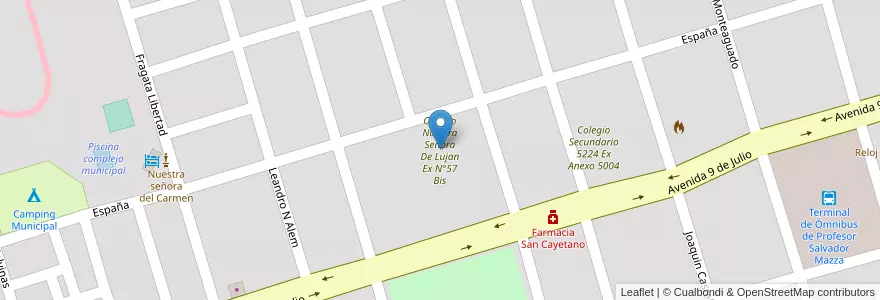 Mapa de ubicacion de Colegio Nuestra Señora De Lujan Ex N°57 Bis en 아르헨티나, Salta, General San Martín, Municipio De Profesor Salvador Mazza, Profesor Salvador Mazza.