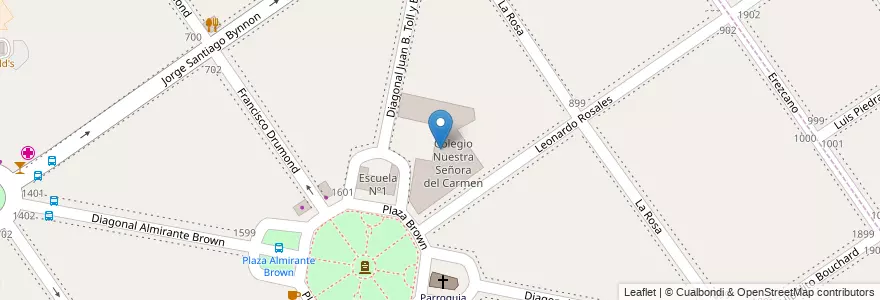 Mapa de ubicacion de Colegio Nuestra Señora del Carmen en 아르헨티나, 부에노스아이레스주, Partido De Almirante Brown, Adrogué.