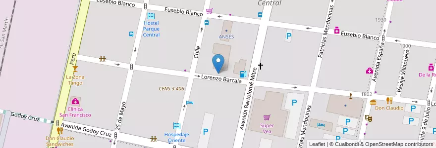 Mapa de ubicacion de Colegio P-131 Norbridge en 아르헨티나, 칠레, Mendoza, Departamento Capital, Ciudad De Mendoza.