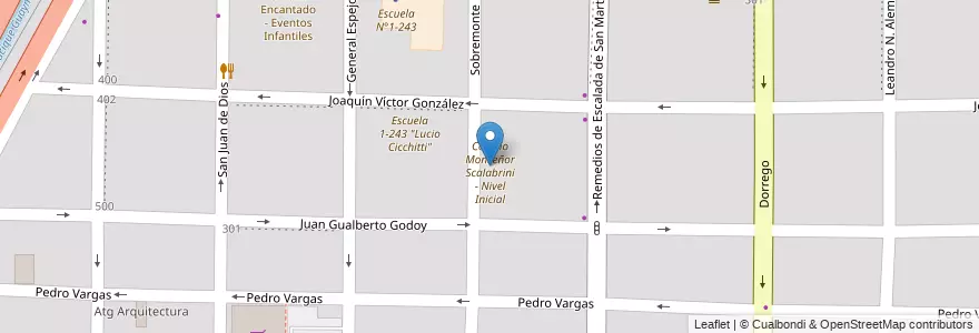 Mapa de ubicacion de Colegio P-58 Monseñor Scalabrini en Аргентина, Чили, Мендоса, Departamento Guaymallén, Distrito Dorrego.