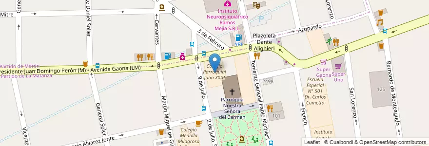 Mapa de ubicacion de Colegio Parroquial Juan XXIII en الأرجنتين, بوينس آيرس, Partido De La Matanza, Ramos Mejía.