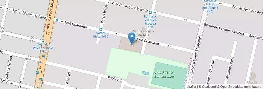 Mapa de ubicacion de Colegio Parroquial San Frencisco de Asís en آرژانتین, Córdoba, Departamento Capital, Pedanía Capital, Córdoba, Municipio De Córdoba.