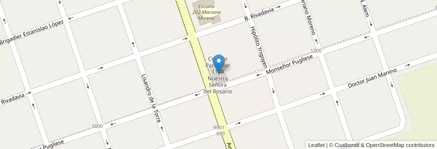 Mapa de ubicacion de Colegio Particular 1114 Nuestra Señora del Rosario en Argentinië, Santa Fe, Departamento Caseros, Municipio De Arequito.