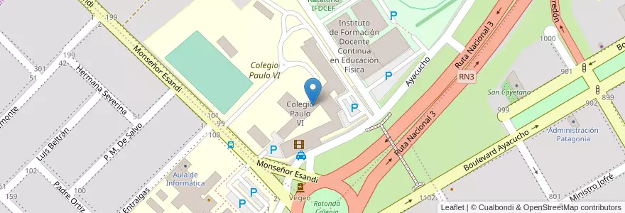 Mapa de ubicacion de Colegio Paulo VI en Argentinië, Río Negro, Departamento Adolfo Alsina, Viedma, Viedma.
