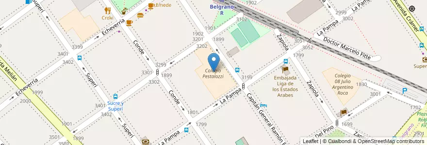 Mapa de ubicacion de Pestalozzi-Schule en Argentinien, Ciudad Autónoma De Buenos Aires, Buenos Aires.