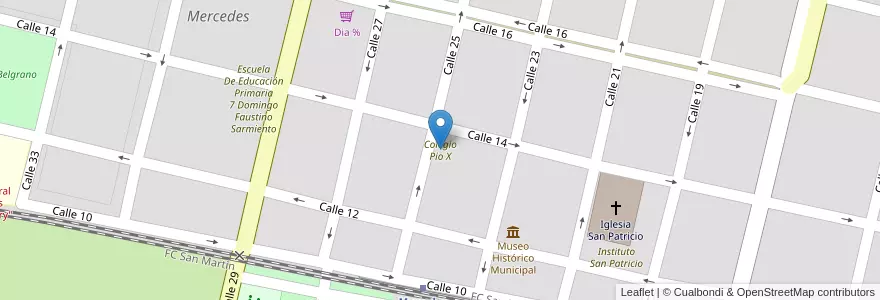 Mapa de ubicacion de Colegio Pio X en Arjantin, Buenos Aires, Partido De Mercedes, Mercedes.