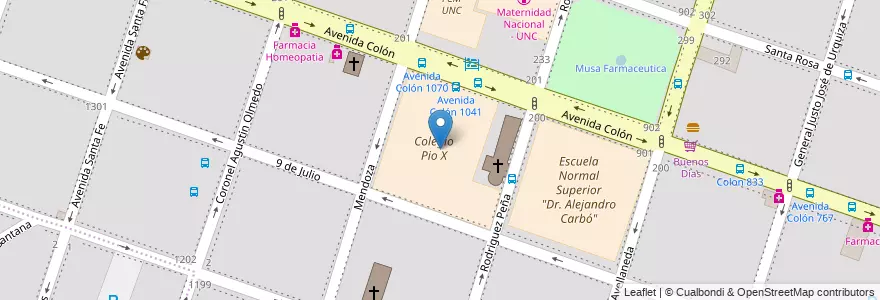 Mapa de ubicacion de Colegio Pio X en آرژانتین, Córdoba, Departamento Capital, Pedanía Capital, Córdoba, Municipio De Córdoba.
