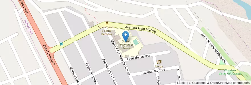 Mapa de ubicacion de Colegio Polimodal Nro 8 en الأرجنتين, Jujuy, Departamento Humahuaca, Municipio De Humahuaca, Humahuaca.