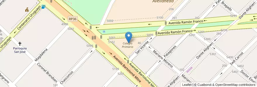 Mapa de ubicacion de Colegio Primario en Arjantin, Buenos Aires, Partido De Avellaneda, Villa Domínico.