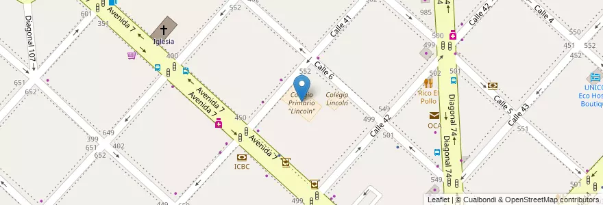 Mapa de ubicacion de Colegio Primario "Lincoln", Casco Urbano en Argentinië, Buenos Aires, Partido De La Plata, La Plata.