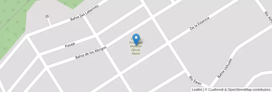 Mapa de ubicacion de Colegio Provincial Kloketen Oficial. Anexo en アルゼンチン, Departamento Ushuaia, チリ, ティエラ・デル・フエゴ州, Ushuaia.