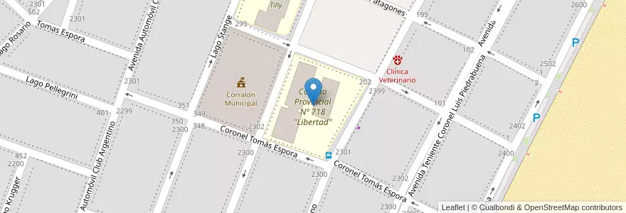 Mapa de ubicacion de Colegio Provincial Nº 718 "Libertad" en アルゼンチン, チリ, チュブ州, Departamento Escalante, Rada Tilly.