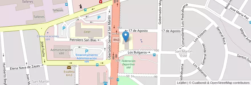Mapa de ubicacion de Colegio Provincial Nº 770 "TAE" en Argentinië, Chubut, Departamento Escalante, Comodoro Rivadavia.