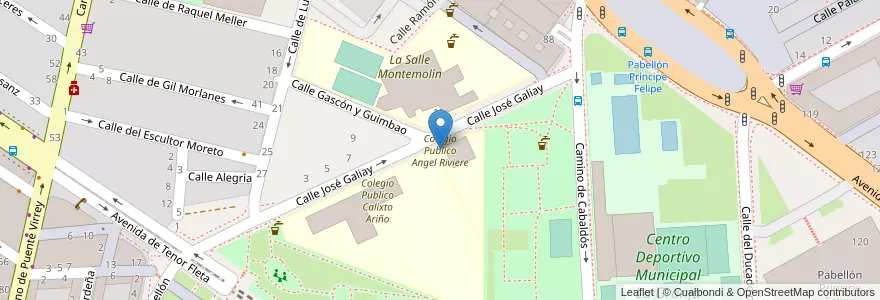 Mapa de ubicacion de Colegio Publico Angel Riviere en Espanha, Aragão, Saragoça, Zaragoza, Saragoça.