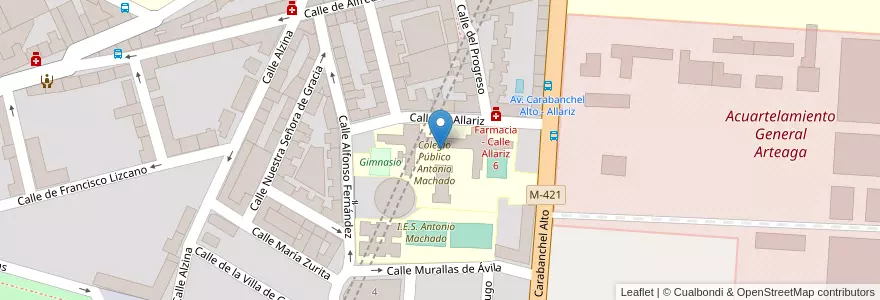Mapa de ubicacion de Colegio Público Antonio Machado en إسبانيا, منطقة مدريد, منطقة مدريد, Área Metropolitana De Madrid Y Corredor Del Henares, مدريد.