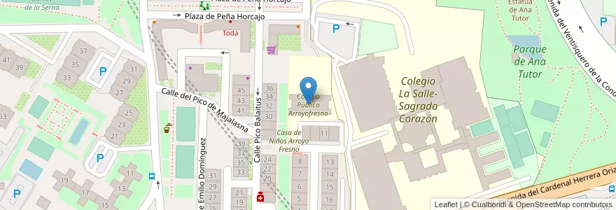 Mapa de ubicacion de Colegio Público Arroyofresno en 스페인, Comunidad De Madrid, Comunidad De Madrid, Área Metropolitana De Madrid Y Corredor Del Henares, 마드리드.