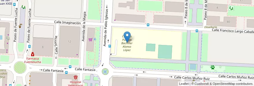Mapa de ubicacion de Colegio Público Bachiller Alonso López en إسبانيا, منطقة مدريد, منطقة مدريد, Área Metropolitana De Madrid Y Corredor Del Henares, ألكوبينداس.
