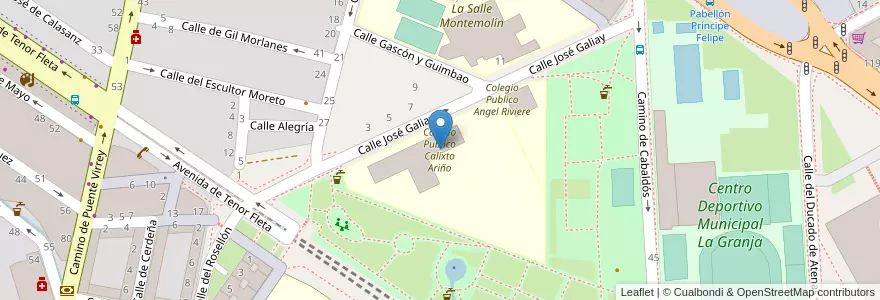 Mapa de ubicacion de Colegio Publico Calixto Ariño en Espagne, Aragon, Saragosse, Zaragoza, Saragosse.