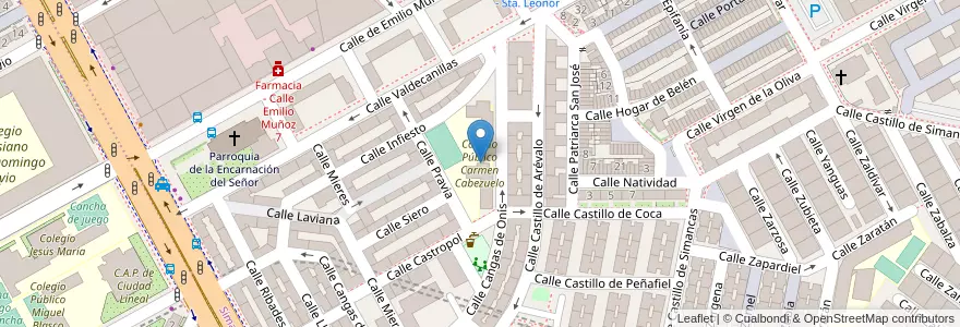 Mapa de ubicacion de Colegio Público Carmen Cabezuelo en Spanien, Autonome Gemeinschaft Madrid, Autonome Gemeinschaft Madrid, Área Metropolitana De Madrid Y Corredor Del Henares, Madrid.