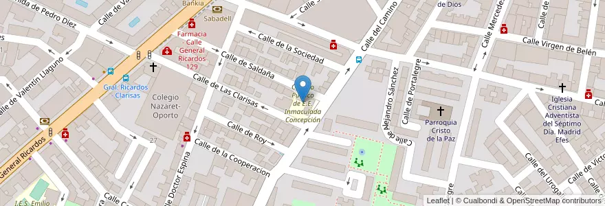 Mapa de ubicacion de Colegio Público de E.E. Inmaculada Concepción en Espanha, Comunidade De Madrid, Comunidade De Madrid, Área Metropolitana De Madrid Y Corredor Del Henares, Madrid.