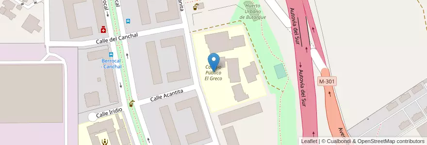 Mapa de ubicacion de Colegio Público El Greco en Espanha, Comunidade De Madrid, Comunidade De Madrid, Área Metropolitana De Madrid Y Corredor Del Henares, Madrid.
