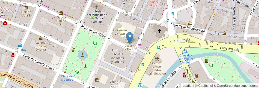 Mapa de ubicacion de Colegio Publico Gascón y Marín en 스페인, Aragón, 사라고사, Zaragoza, 사라고사.