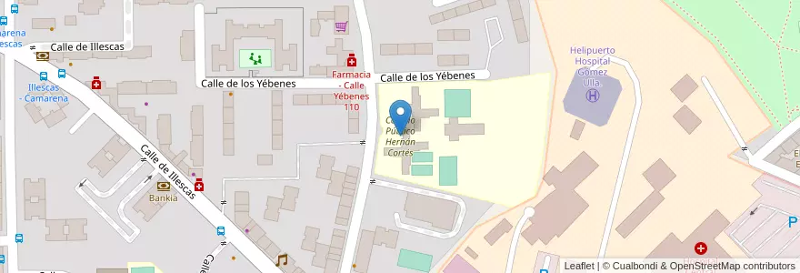 Mapa de ubicacion de Colegio Público Hernán Cortés en İspanya, Comunidad De Madrid, Comunidad De Madrid, Área Metropolitana De Madrid Y Corredor Del Henares, Madrid.