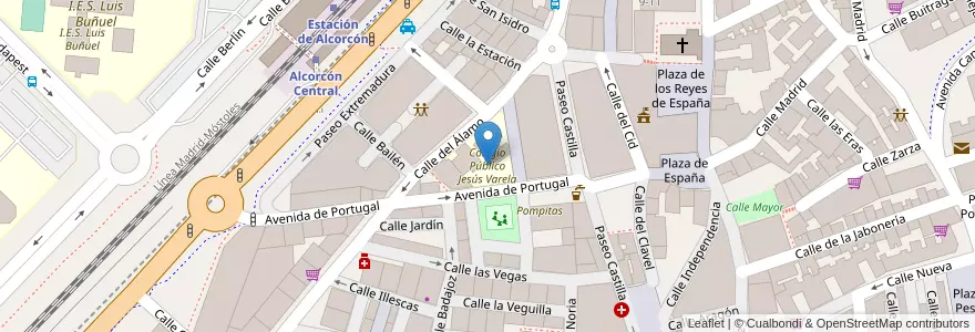 Mapa de ubicacion de Colegio Público Jesús Varela en 스페인, Comunidad De Madrid, Comunidad De Madrid, Área Metropolitana De Madrid Y Corredor Del Henares, Alcorcón.