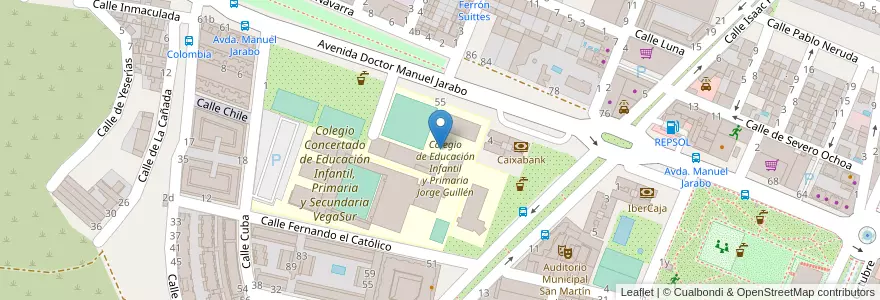 Mapa de ubicacion de Colegio Público Jorge Guillén en 西班牙, Comunidad De Madrid, Comunidad De Madrid, Las Vegas, San Martín De La Vega.