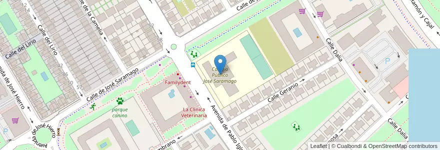 Mapa de ubicacion de Colegio Público José Saramago en 스페인, Comunidad De Madrid, Comunidad De Madrid, Cuenca Del Henares, Rivas-Vaciamadrid.