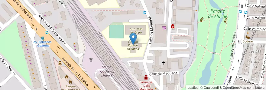 Mapa de ubicacion de Colegio Público La Latina en Espagne, Communauté De Madrid, Communauté De Madrid, Área Metropolitana De Madrid Y Corredor Del Henares, Madrid.