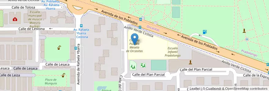 Mapa de ubicacion de Colegio Público Meseta de Orcasitas en Spanien, Autonome Gemeinschaft Madrid, Autonome Gemeinschaft Madrid, Área Metropolitana De Madrid Y Corredor Del Henares, Madrid.
