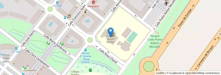 Mapa de ubicacion de Colegio Público Miguel Delibes en 스페인, Comunidad De Madrid, Comunidad De Madrid, Área Metropolitana De Madrid Y Corredor Del Henares, San Sebastián De Los Reyes.